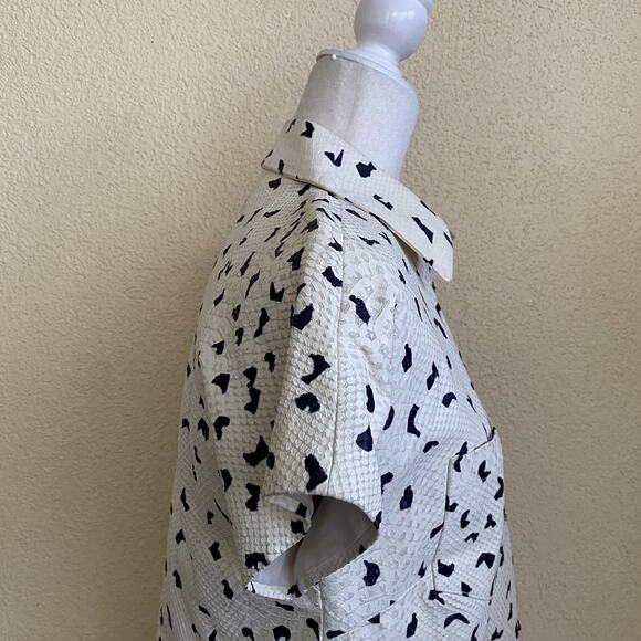 Tanya Taylor Leather Jacket White Black Animal Print Size S $459 Preppy, Cruella - Picture 5 of 8